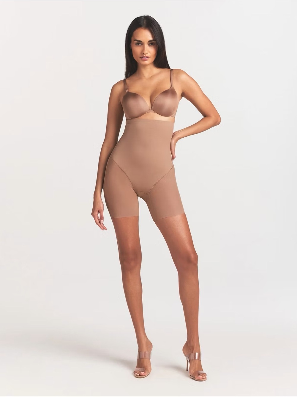 Skims Power Mesh Zoned High Waisted Mid Thigh Short Clay Medium